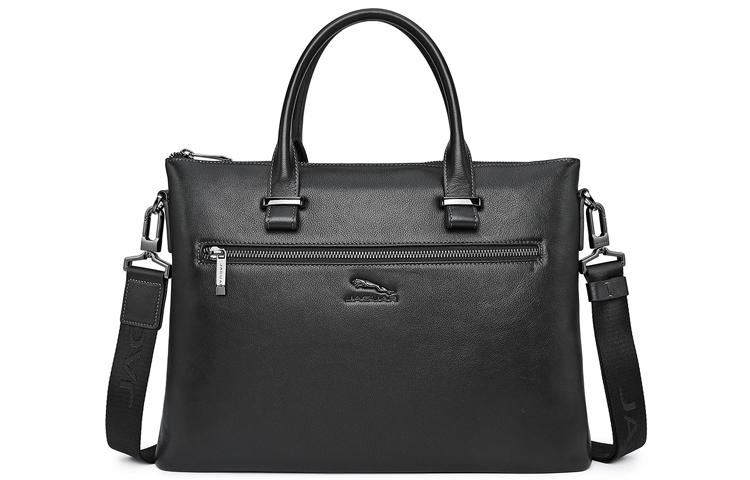 

JAGUAR Кожаная сумка для ноутбука мужская черная, Black