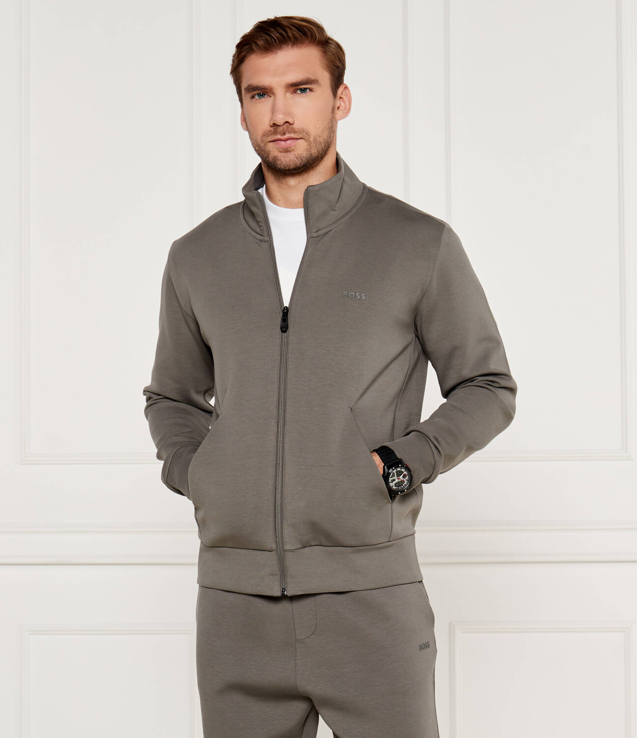 

Толстовка BOSS GREEN Skaz Regular Fit, серый
