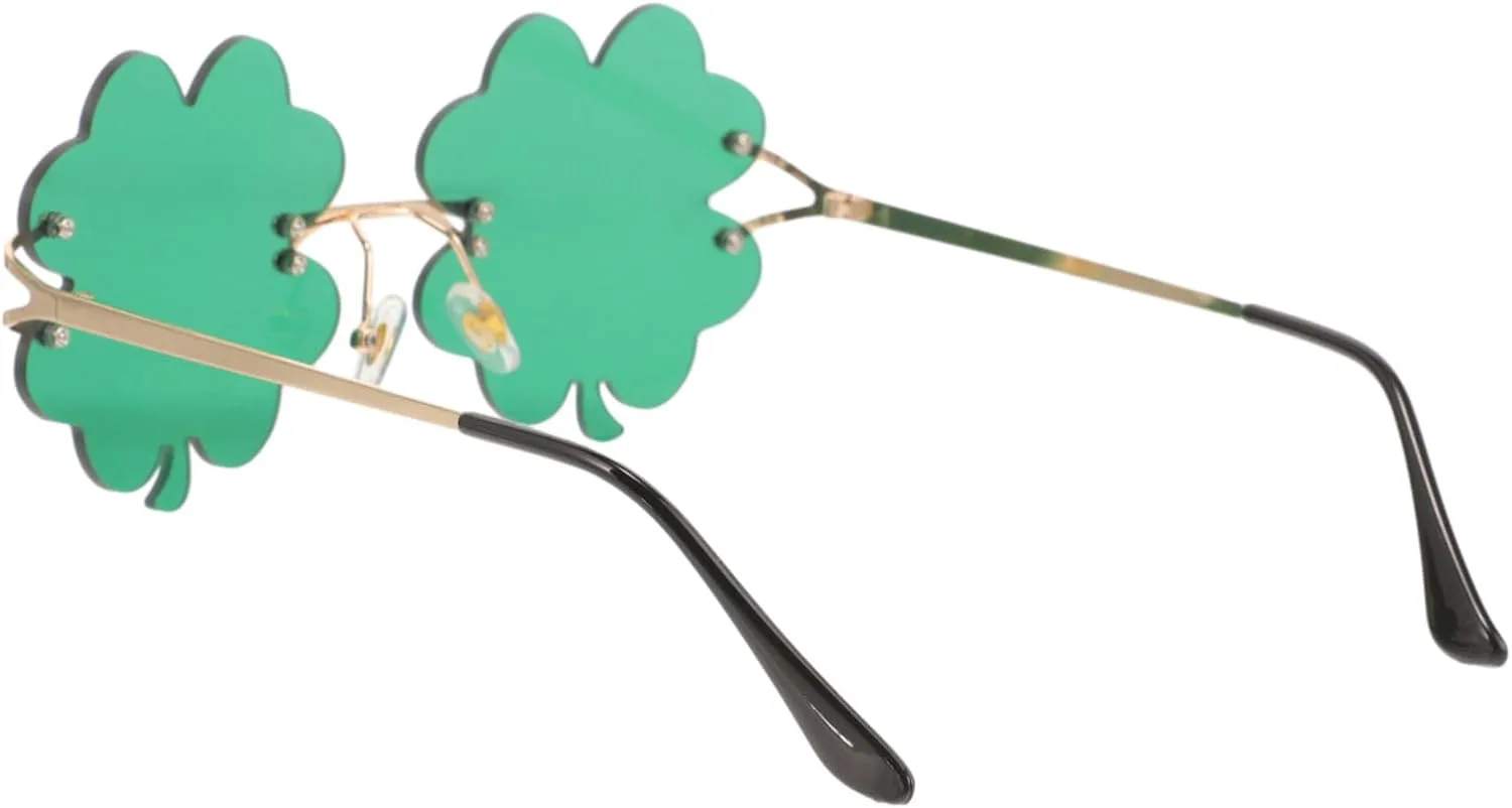 

Праздничные солнцезащитные очки WOFASHPURET ко Дню Святого Патрика. Четырехлистный узор, зеленый цвет. Легкие, для косплея, фестивалей. Прочные материалы