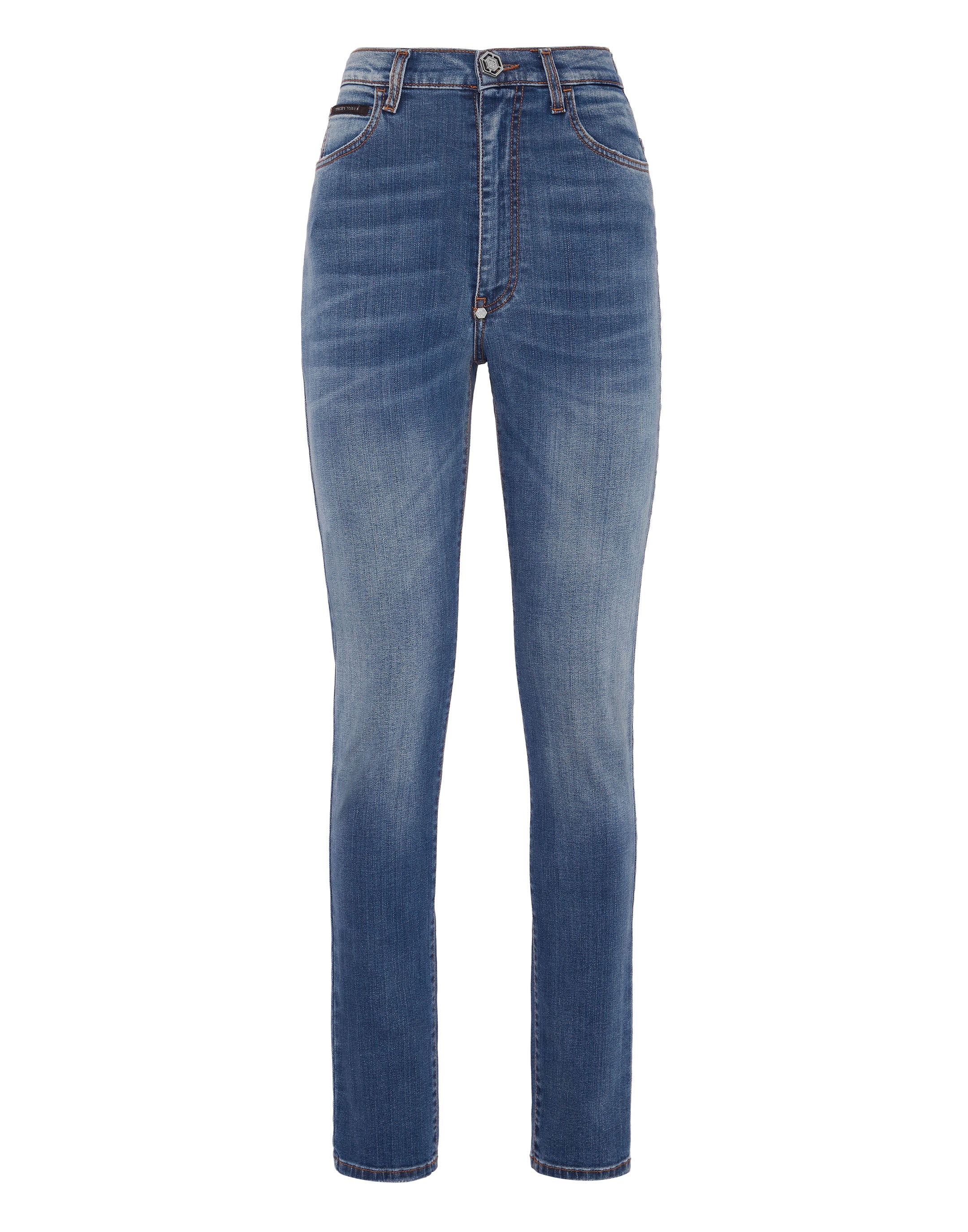 

Джинсовые брюки с супер высокой талией Jegging PHILIPP PLEIN, цвет sunset blue