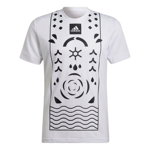 

Футболка adidas Geometry Pattern Logo Printing Round Neck Short Sleeve White, мультиколор