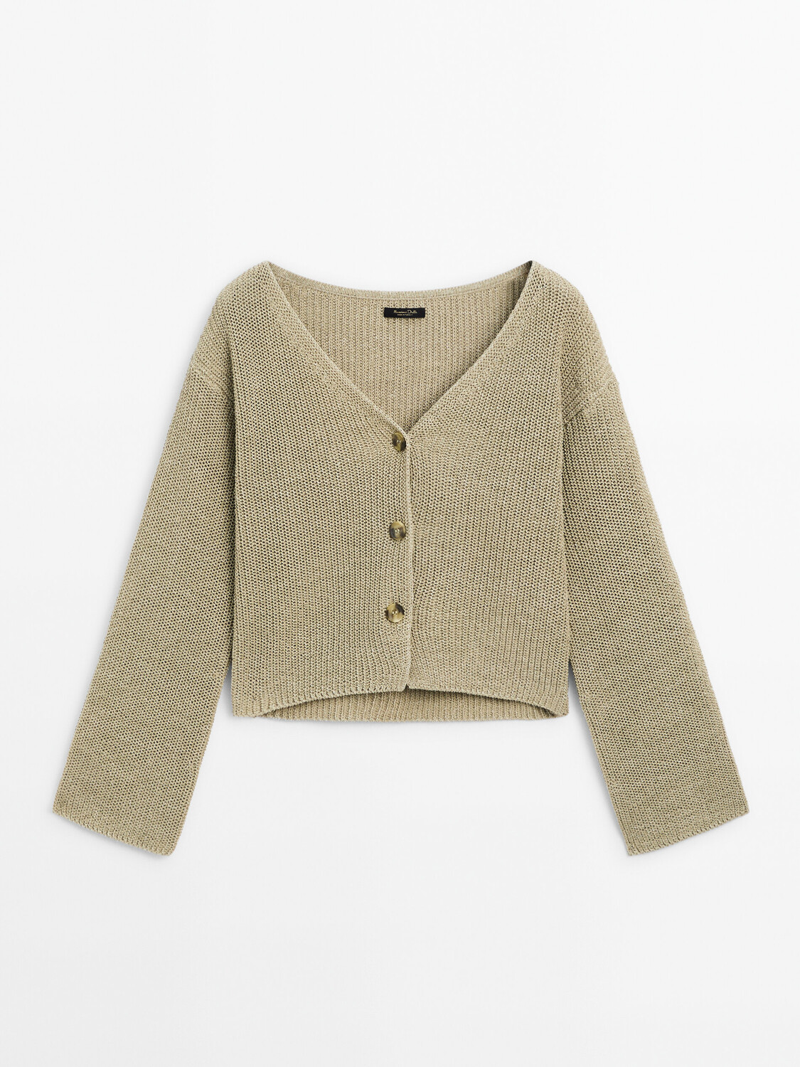 

Кардиган из смесового хлопка с v-образным вырезом Massimo Dutti, зеленый