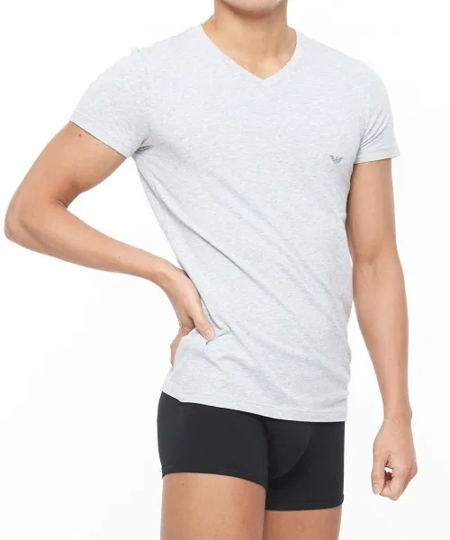 Футболка EMPORIO ARMANI STRETCH COTTON V NECK T-SHIRT, серый