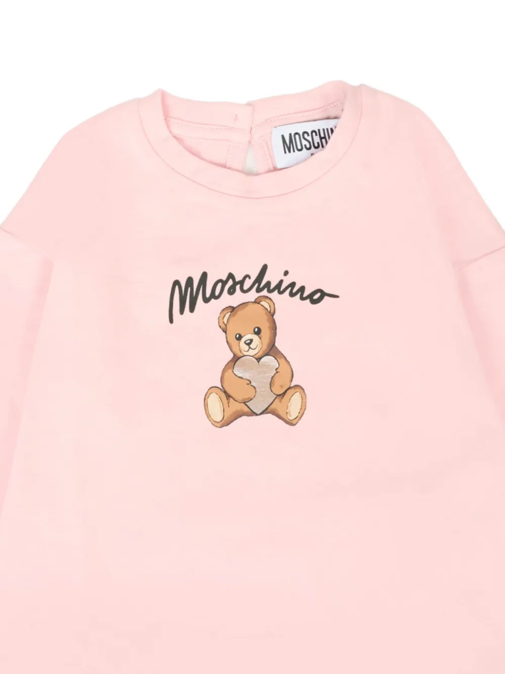 Футболка с принтом плюшевого мишки и оборками Moschino Kids, розовый — фото 3