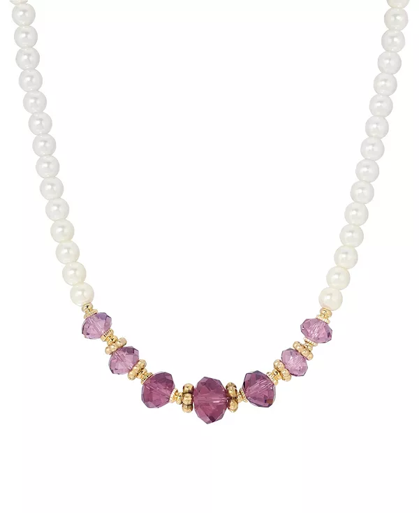 

Ожерелье из фиолетовых стеклянных бусин с искусственным жемчугом 2028, purple