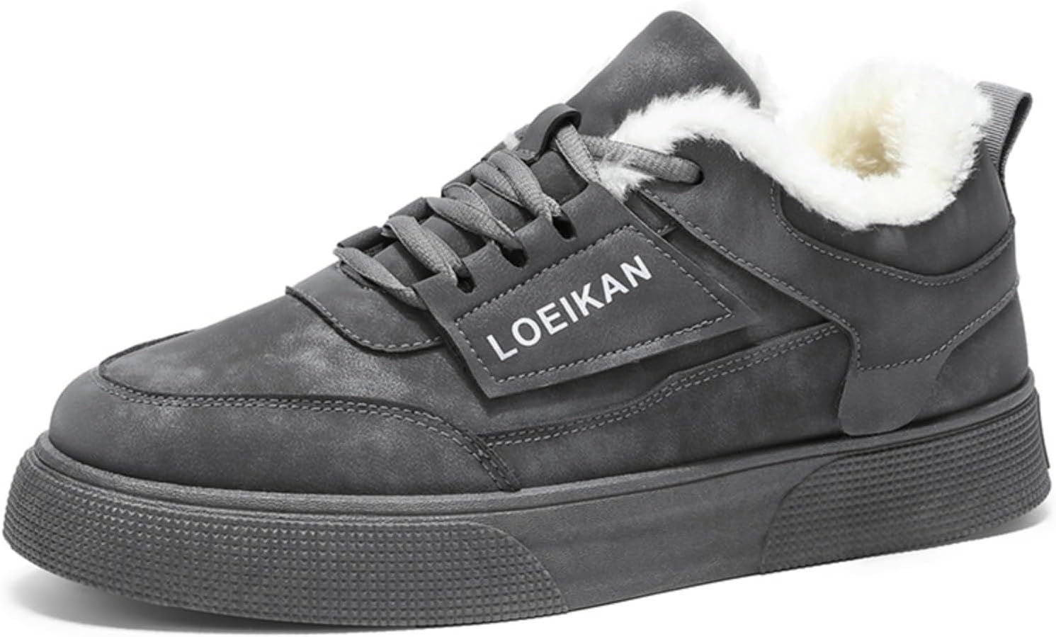 

Мужские кроссовки с плюшевой подкладкой: сверхтеплая внутренняя часть, противоскользящая толстая подошва- подходят для повседневной носки и холодной погоды Khwfjas, серый