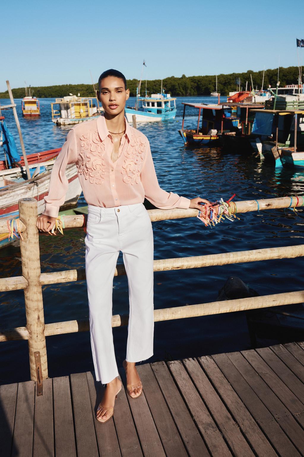 

Прямые джинсы с высокой посадкой z1975 ZARA, белый