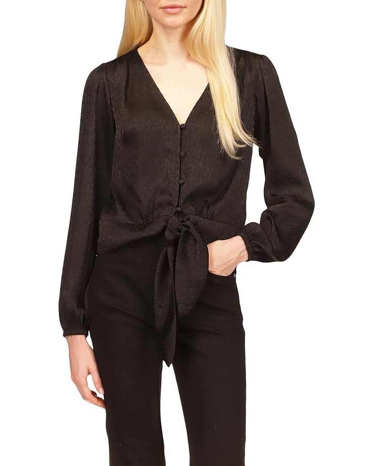 

Топ MICHAEL Michael Kors Animal Jacquard Crop Tie, черный
