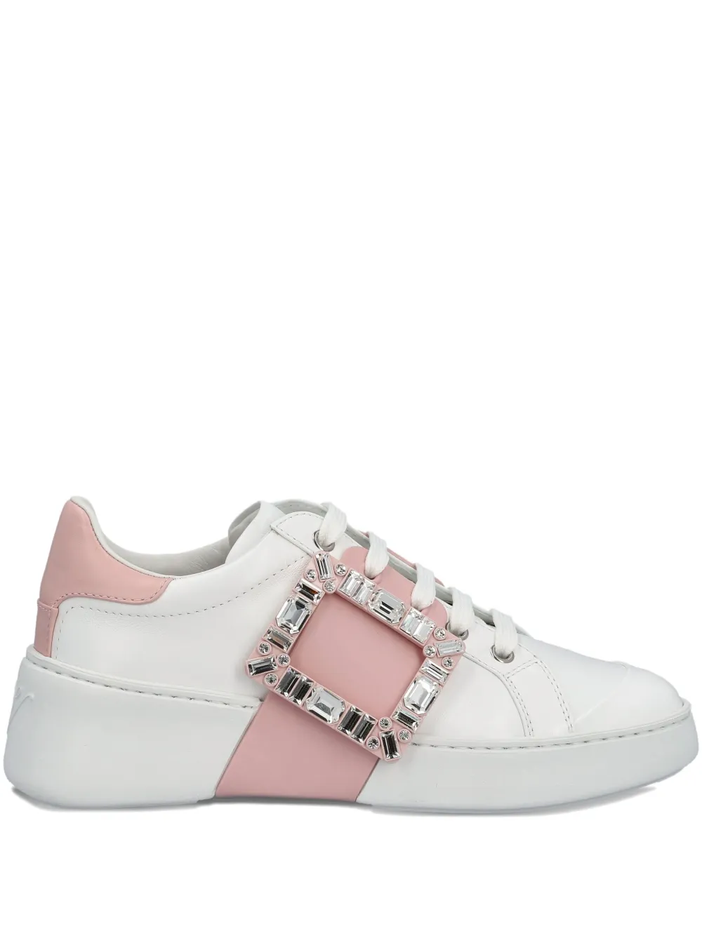 Кожаные кроссовки с пряжкой Roger Vivier, белый