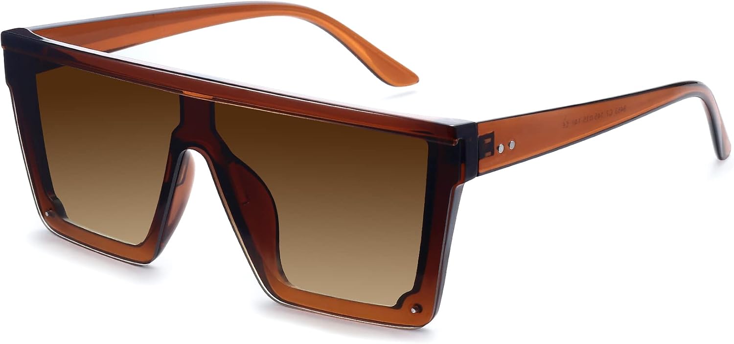 

Солнцезащитные очки STORYCOAST квадратной формы для женщин и мужчин, модные, с большой оправой, плоской верхней частью и зеркальными линзами, Brown-gradient Brown Lens