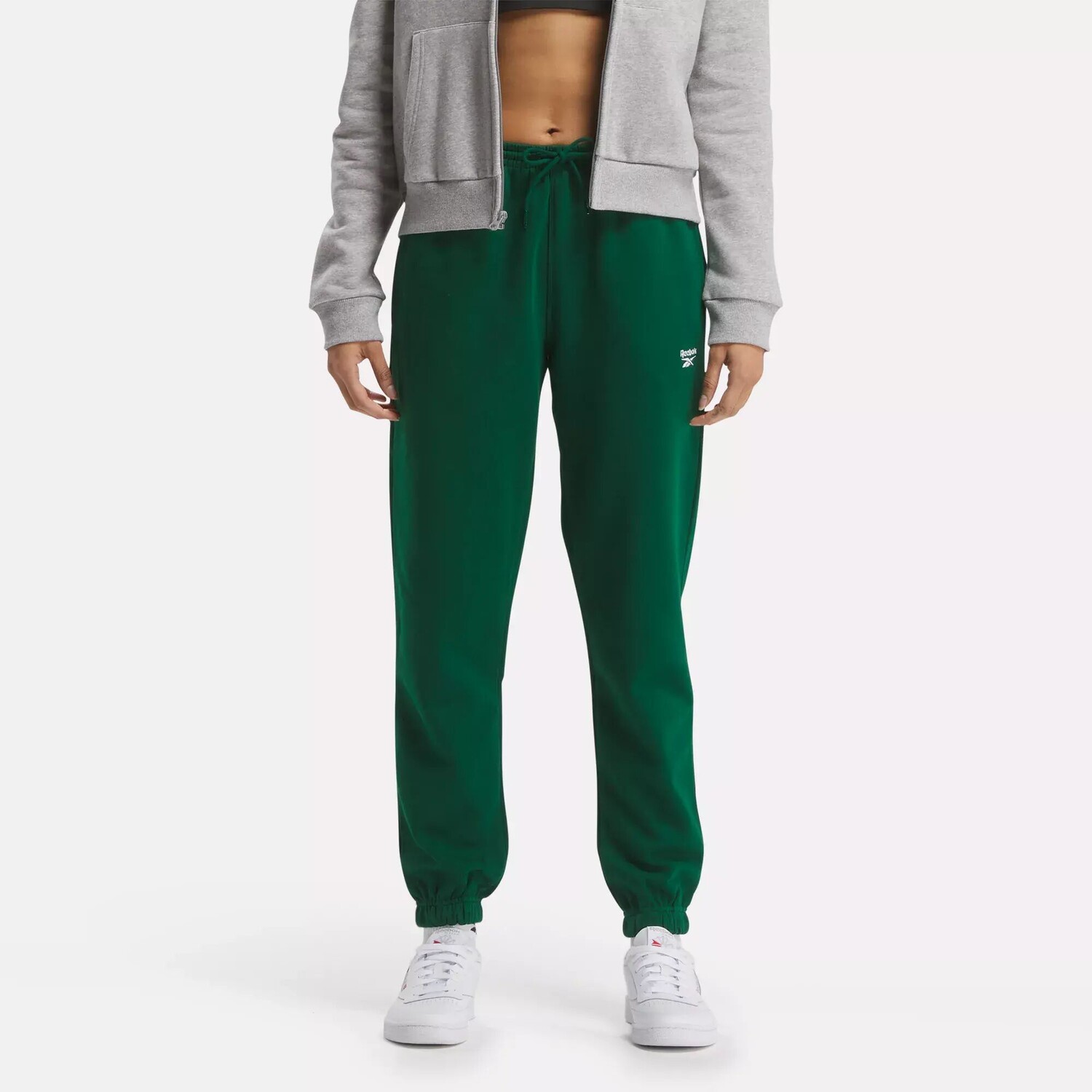 

Флисовые джоггеры с маленьким логотипом Identity Reebok, темно-зеленый