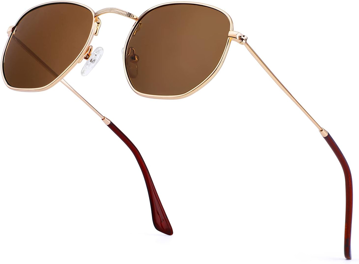 

Солнцезащитные очки KALIYADI для женщин и мужчин, поляризованные, квадратная форма, защита от УФ-излучения, модная шестиугольная металлическая оправа, A5 Gold/Brown (Hexagonal)