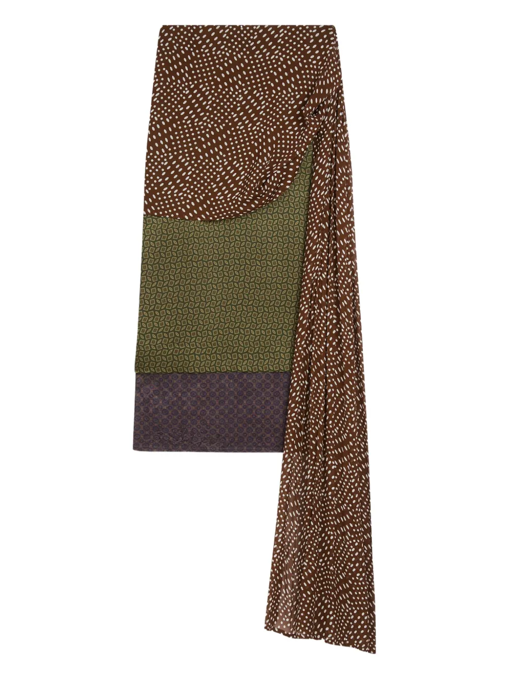 

Драпированная юбка миди из шелкового атласа DRIES VAN NOTEN, зеленый