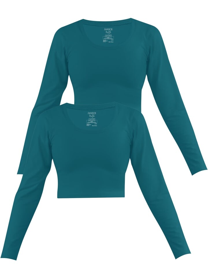 

Лонгслив Janice 2 x Damen crop Langarmshirt Nerja, цвет Petrol