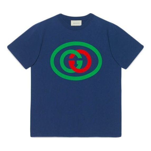 

Футболка interlocking gg oversized for men navy Gucci, синий