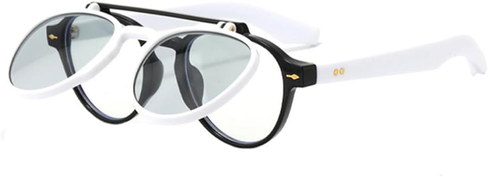 

Женские овальные солнцезащитные очки в стиле ретро с откидными линзами и защитой от УФ-излучения UV400. Мужские солнцезащитные очки в стиле панк с градиентной подсветкой и заклепками generic, White Light Gray