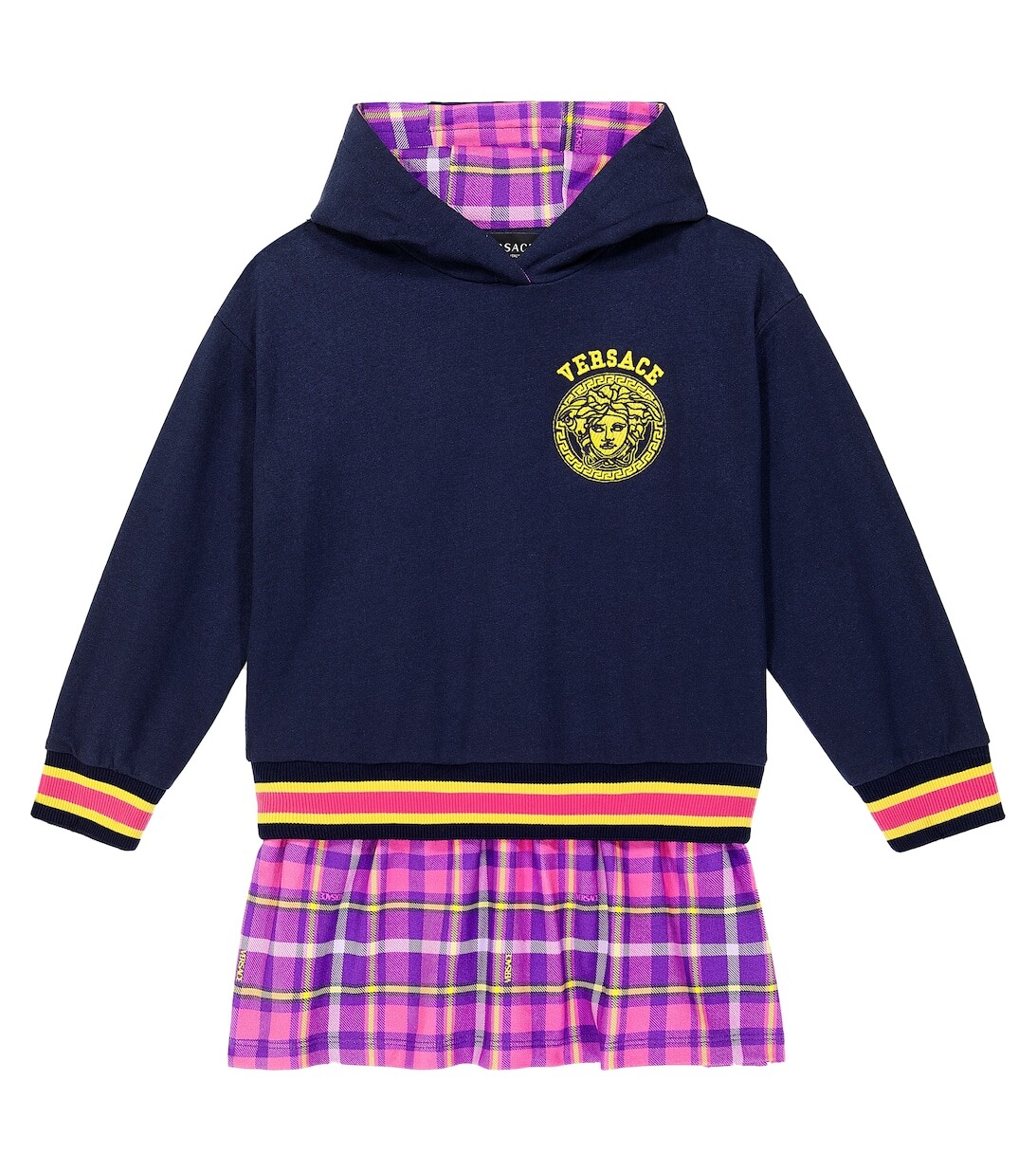

Платье с капюшоном из хлопкового джерси с принтом Versace, разноцветный