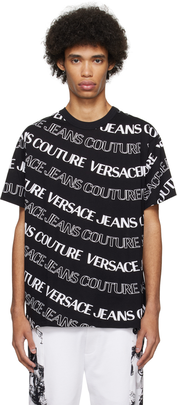 

Черная жаккардовая футболка Versace Jeans Couture