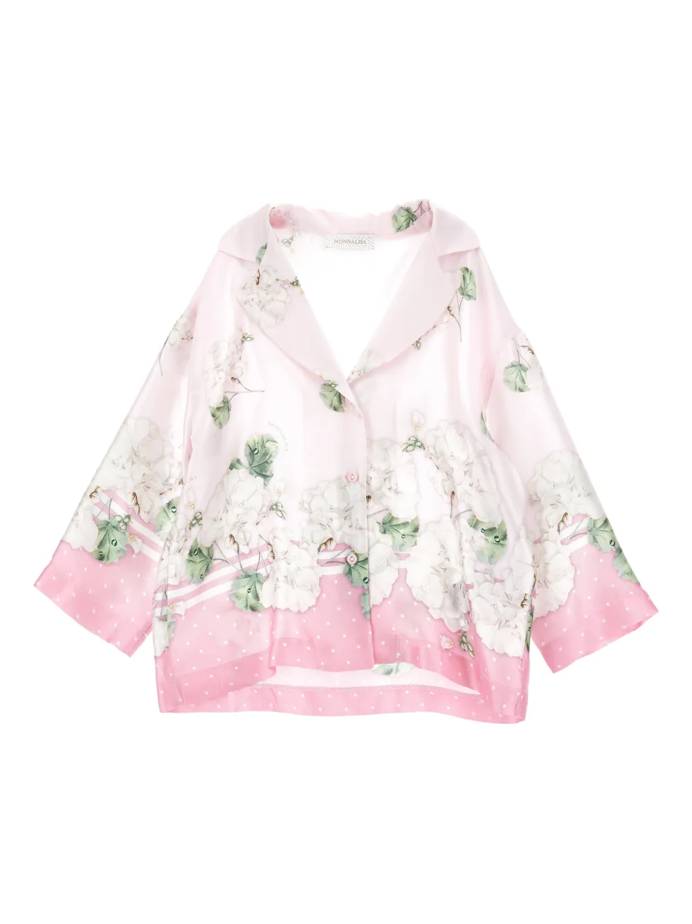 

Топ в горох с цветочным принтом Monnalisa, розовый