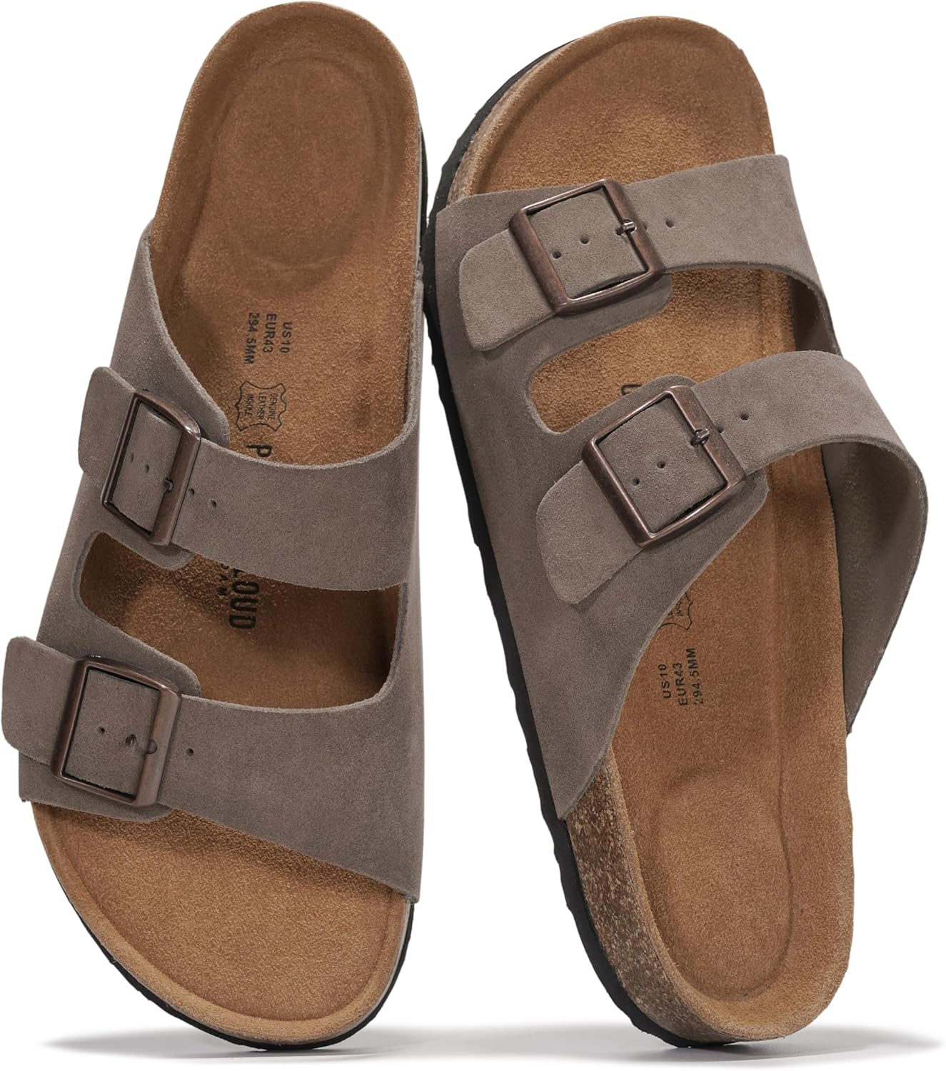 

Мужские сандалии Project Cloud из 100 натуральной кожи с амортизирующей стелькой из натуральной пробки, сандалии с двумя ремешками и пряжками, летние нескользящие (Heritage), угольный