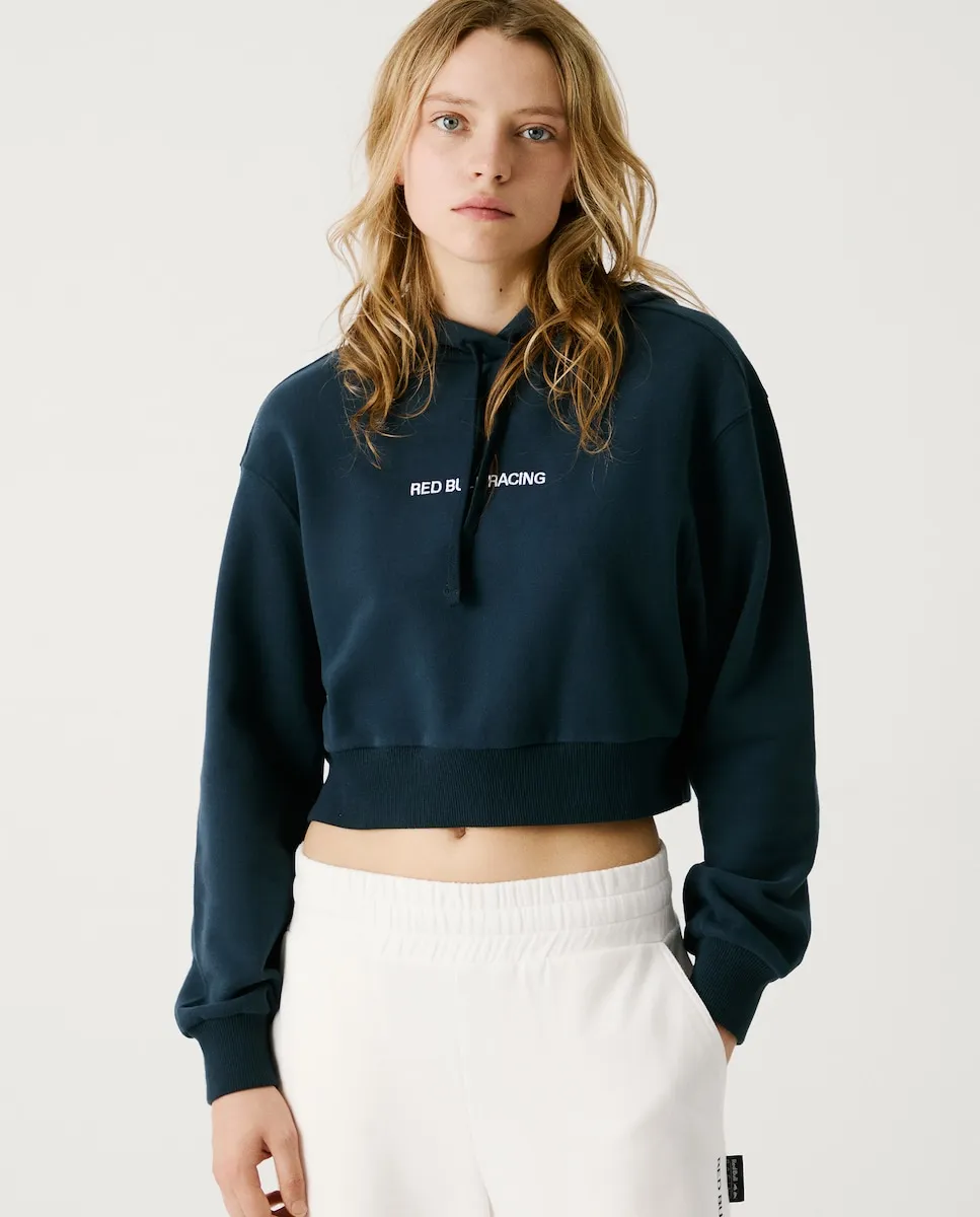 

Женская укороченная толстовка с капюшоном Pepe Jeans, тёмно-синий
