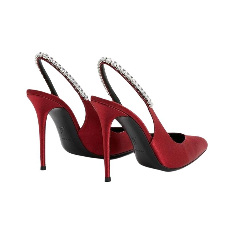 Женские туфли-лодочки на тонком каблуке 9 см красные Giuseppe Zanotti — фото 4