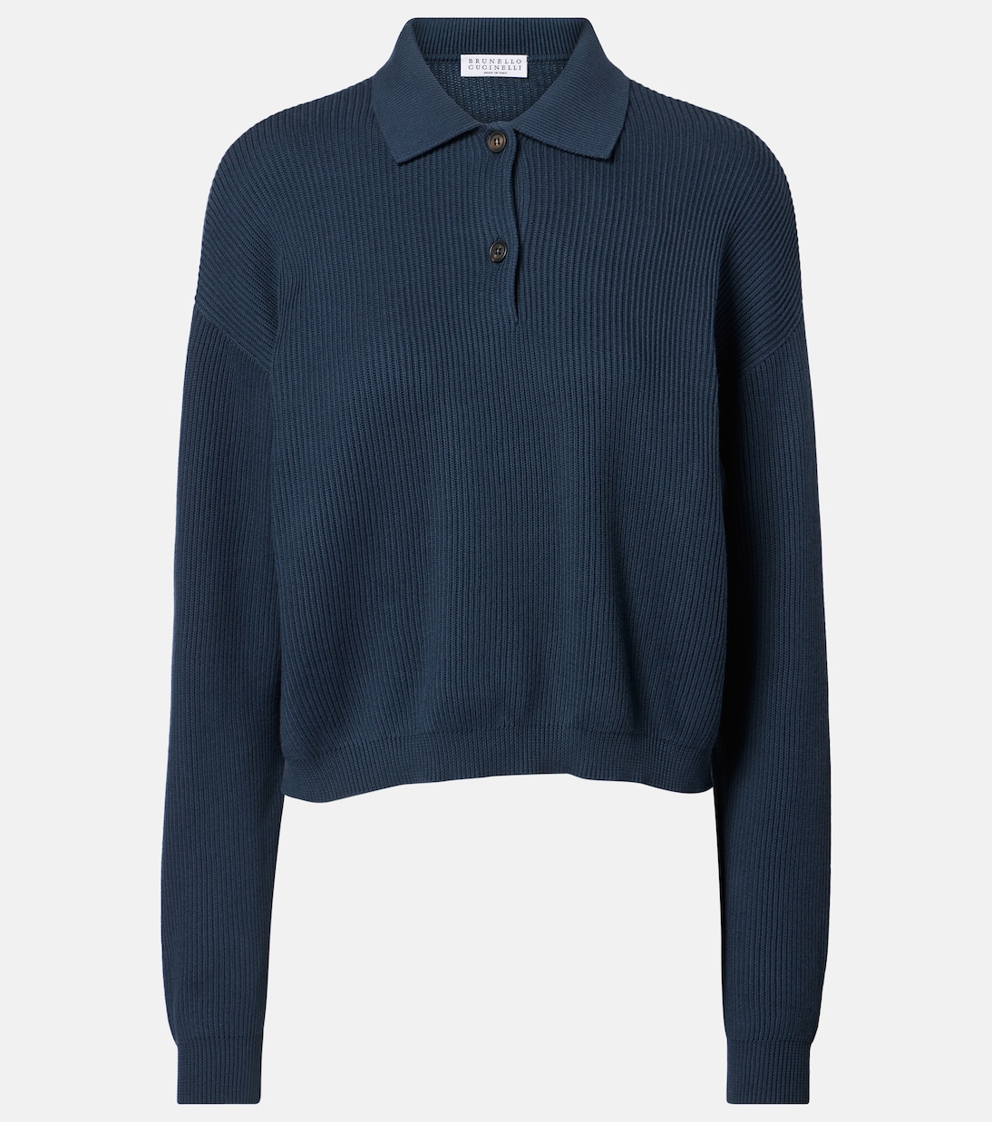 

Хлопковый поло свитер Brunello Cucinelli, Blu Freddo