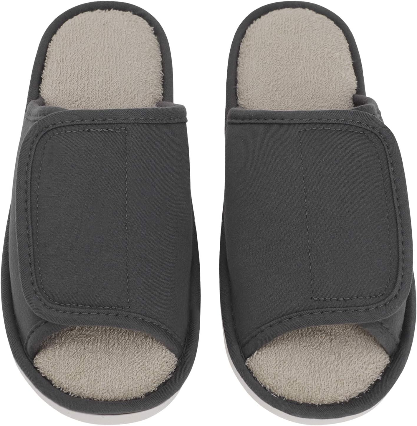 

Домашние нескользящие регулируемые разрезные тапочки с открытым носком, махровые спа-тапочки Ruixia, темно-серый