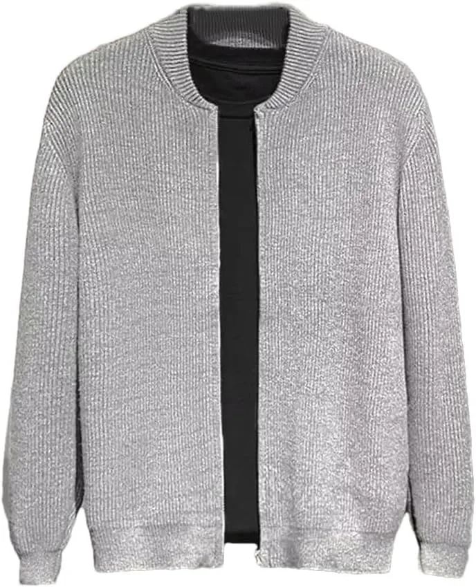 

Мужской вязаный кардиган Spring and Winter Casual All Match Solid Crew Neck