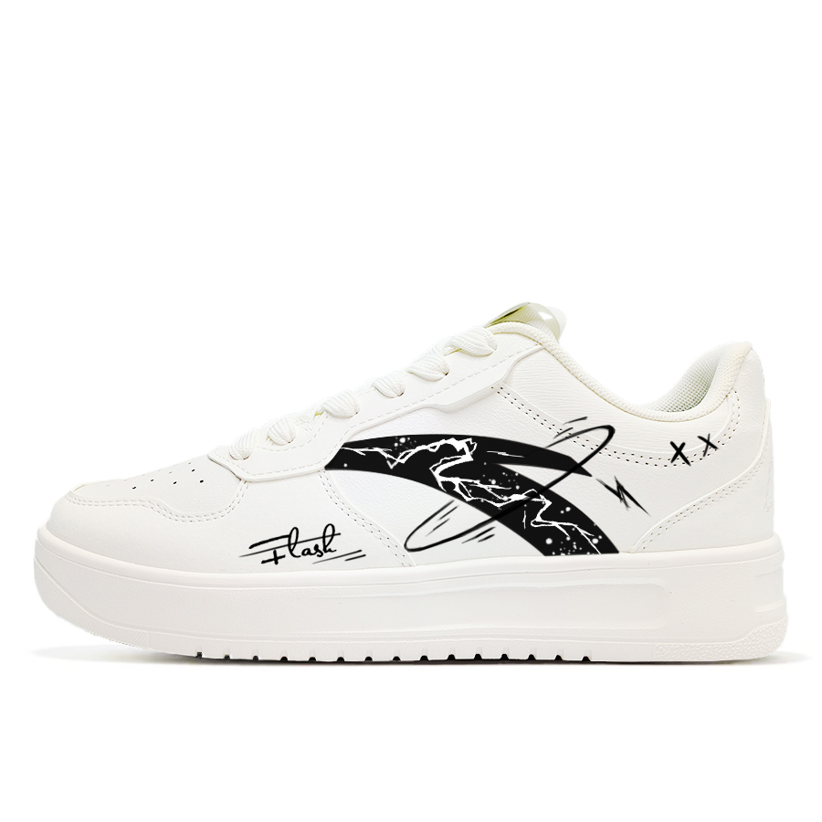 

ANTA Белые молнии противоскользящие амортизирующие износостойкие низкие скейтерские кроссовки мужские черно-белые черные, цвет White Black