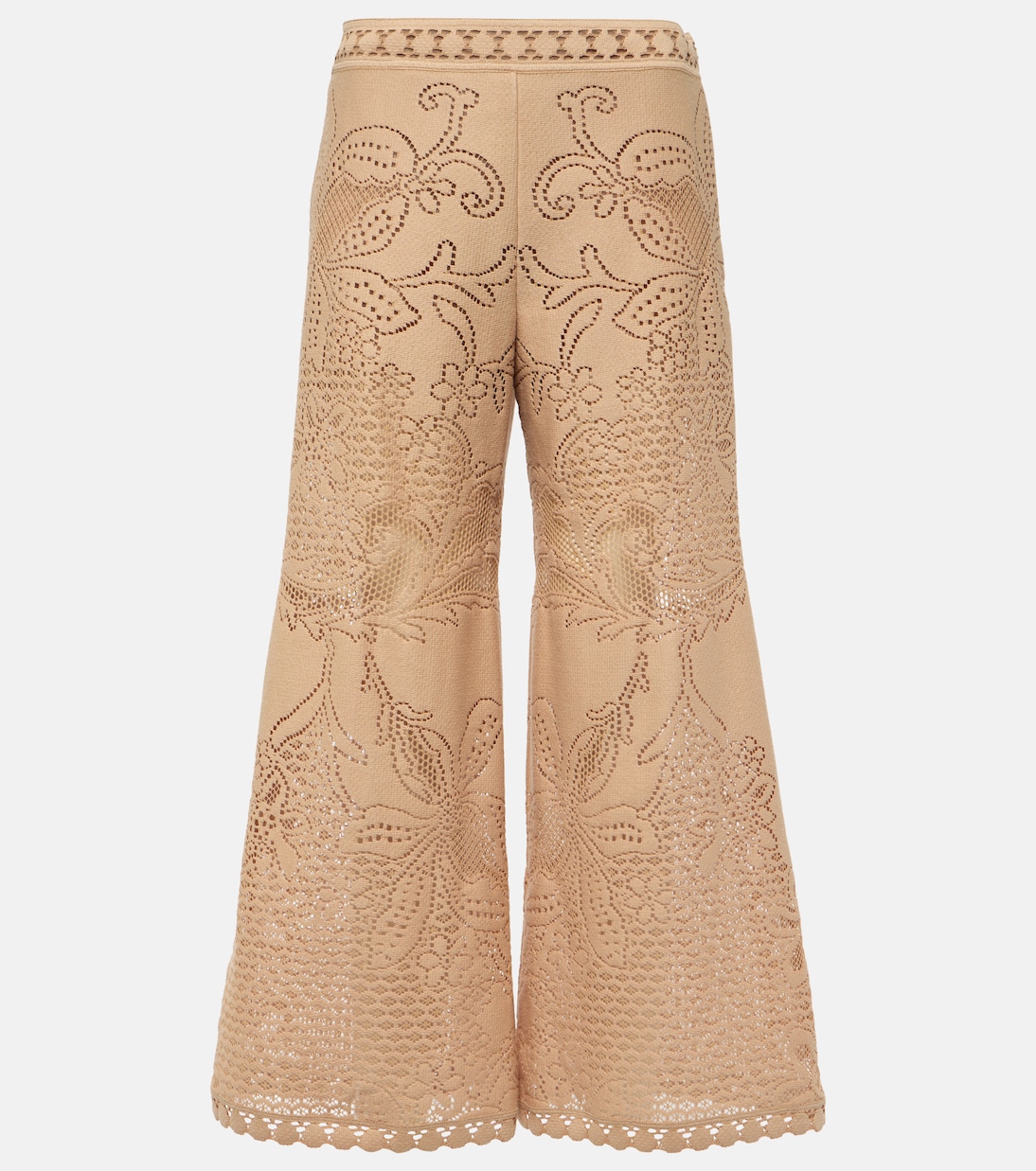 

Широкие брюки из гипюрового кружева Valentino, Poudre