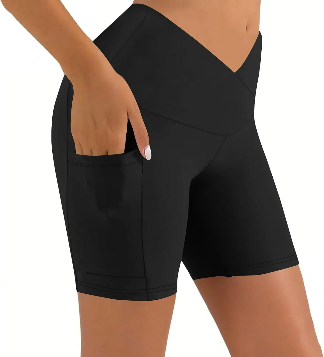 

Женские шорты для тренировок V Cross Waist Spandex с карманами