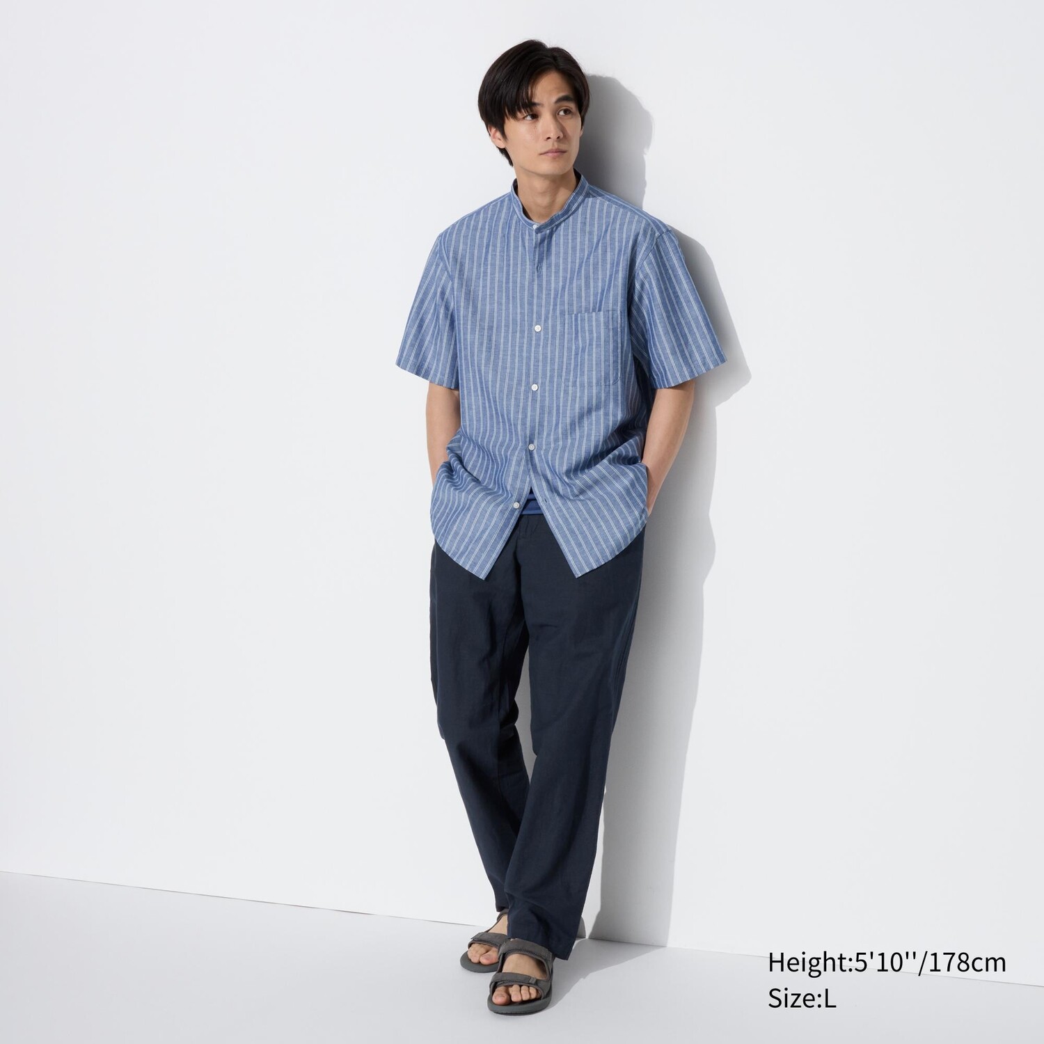 

Удобные брюки из смесового льна UNIQLO, темно-синий