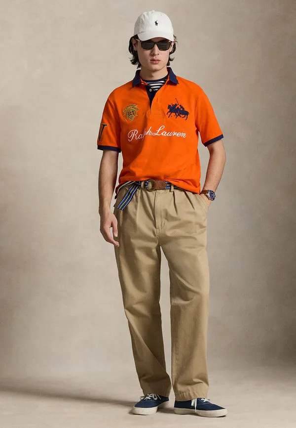 Классическая поло-рубашка с сетчатым рисунком и гербом. Polo Ralph Lauren, Sailing Orange — фото 2