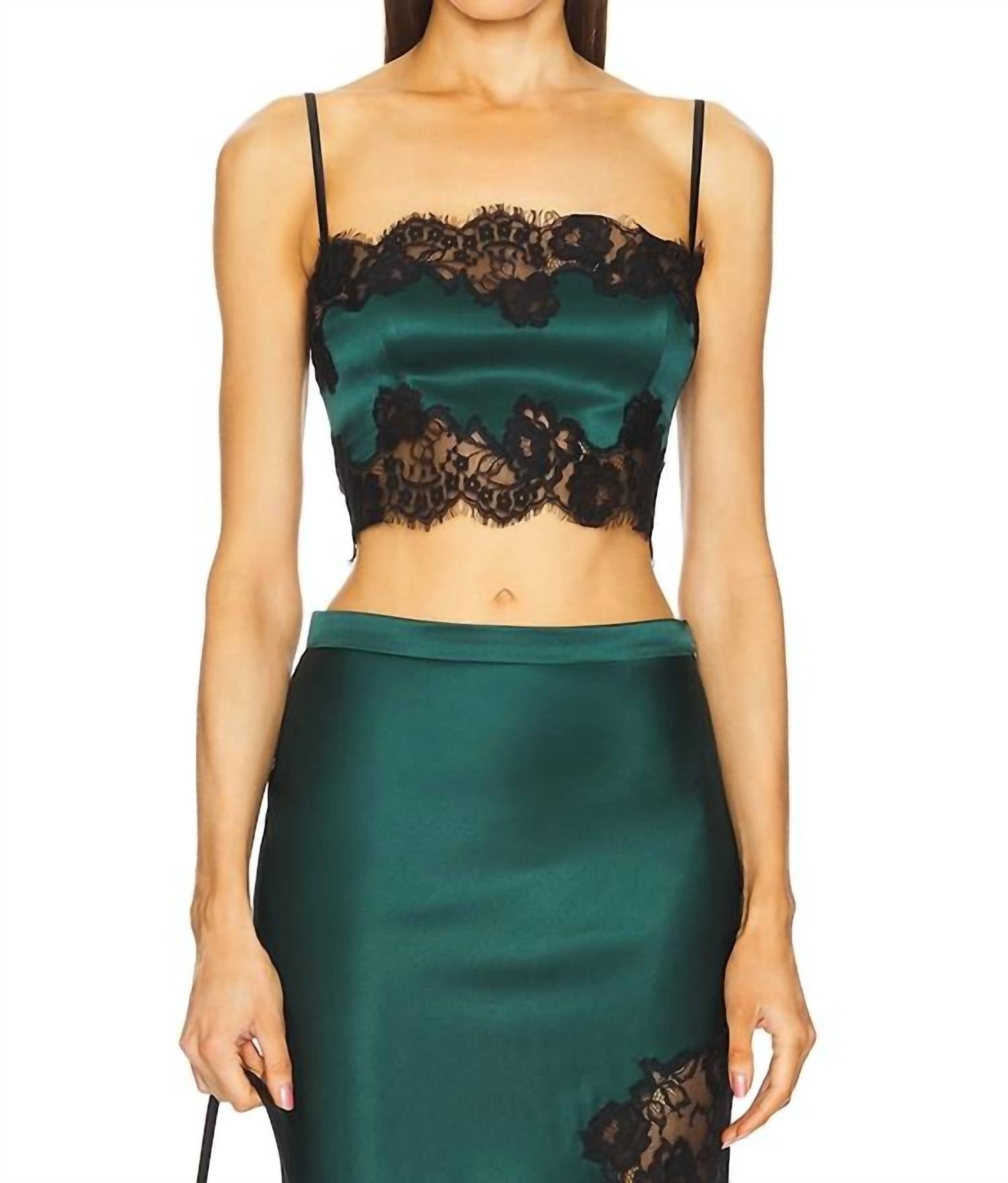 

Топ-бандо из шелка и кружева в цвете Evergreen Fleur Du Mal