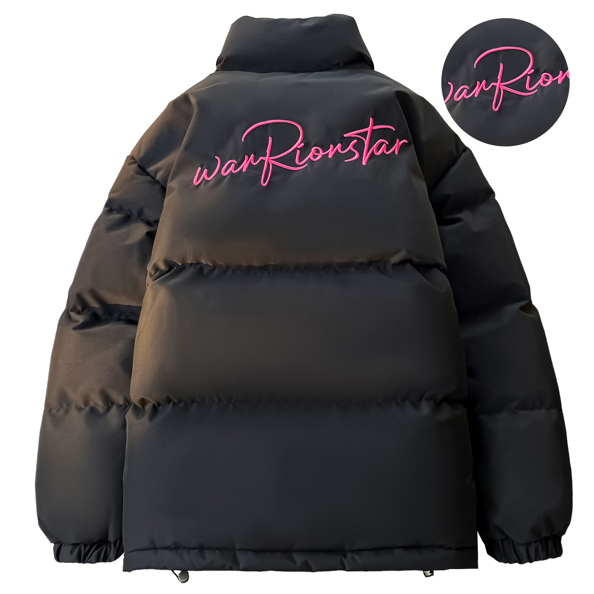 

Пуховик унисекс WARRIOR, Black/Rose Red Print