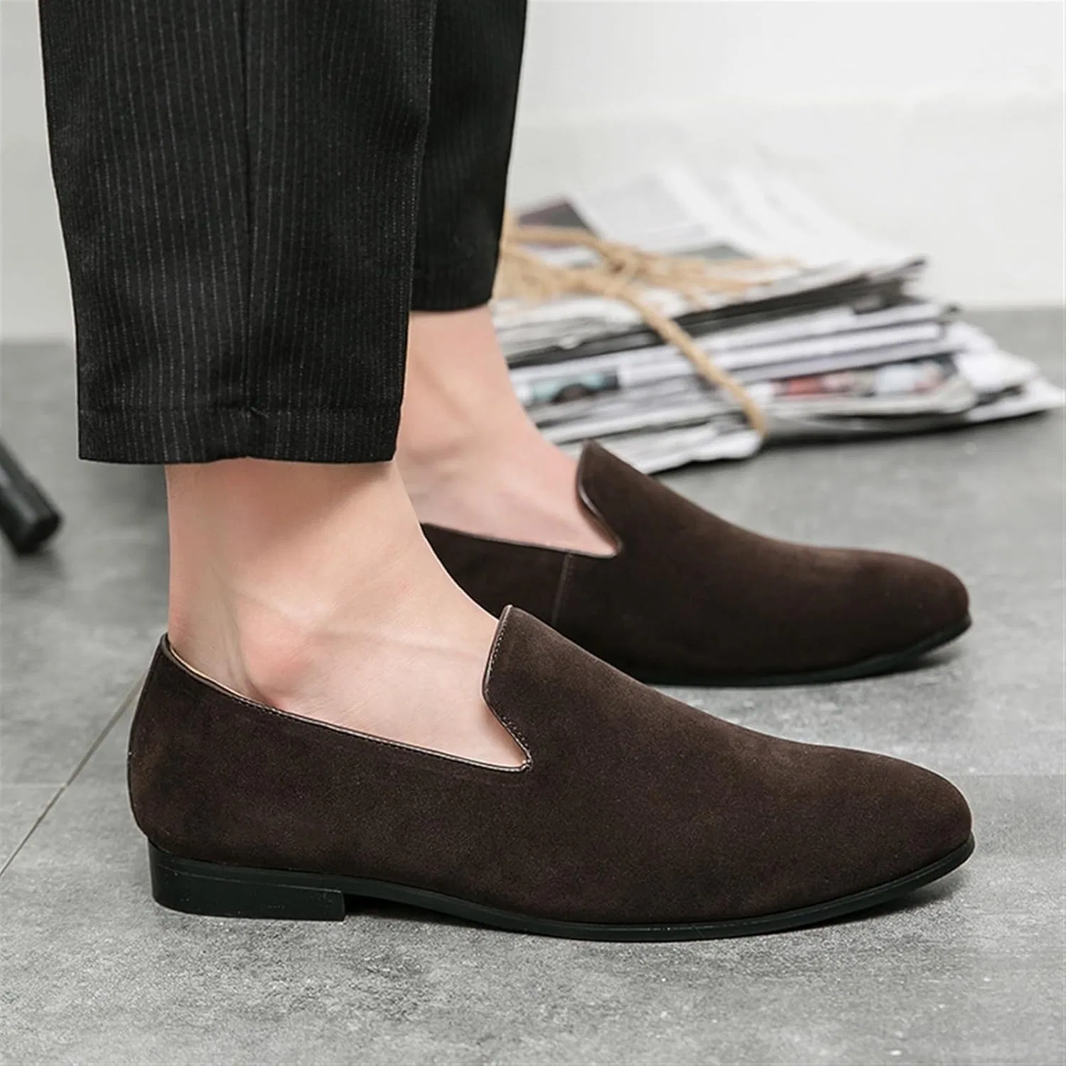 Лоферы кожаные мужские Classic Slip On Moccasins, коричневый DHFIRUFSHLO — фото 4