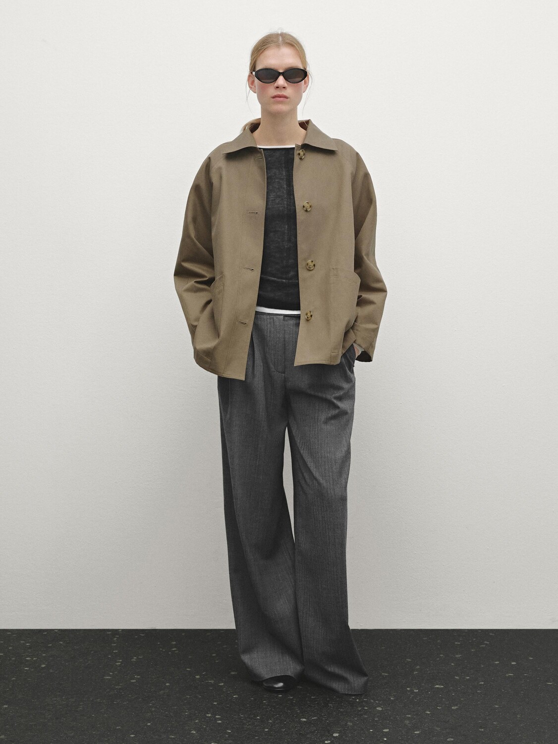 

Куртка из хлопковой смеси с карманами Massimo Dutti, зеленый