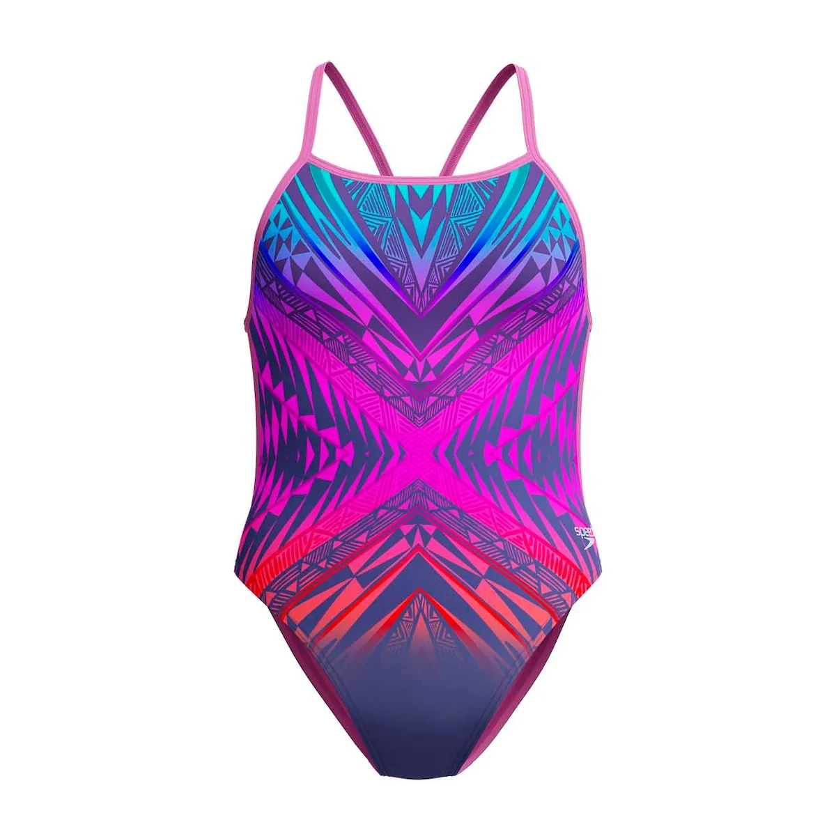

Женский купальник для плавания Womens Placement Digital V-Back Speedo, фуксия