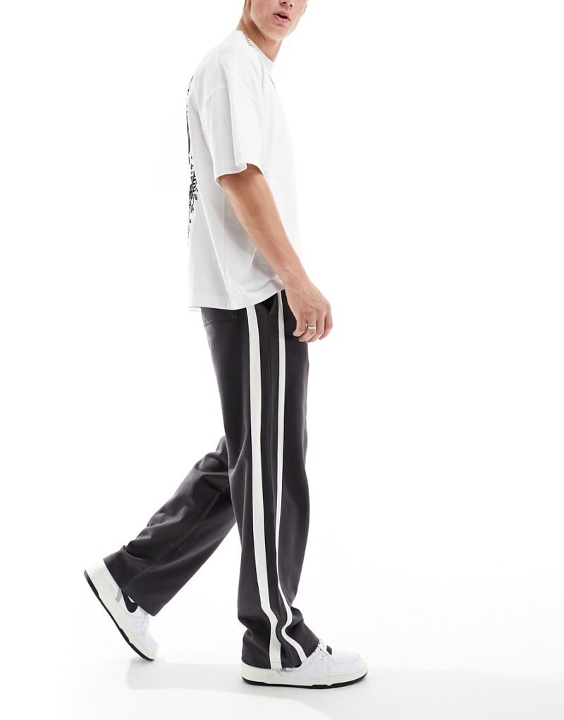 

ASOS DESIGN — Черные джоггеры с полосатой тесьмой