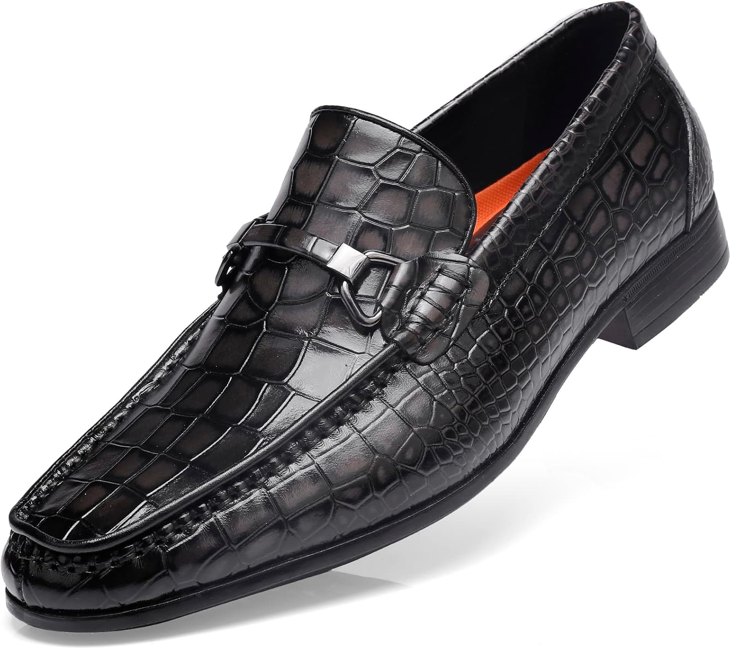

Классические мужские туфли, кожаные туфли без шнурков премиум-класса с крокодиловым принтом, туфли для вечеринок и свадеб, лоферы Golden Coxes Family, серый