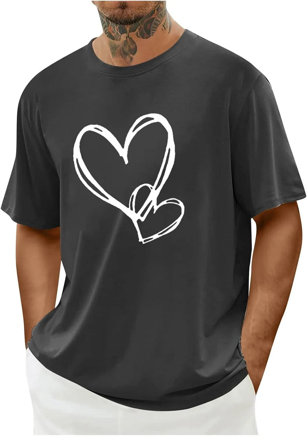 

Мужская футболка Oversized Valentine's с принтом, летняя, с коротким рукавом