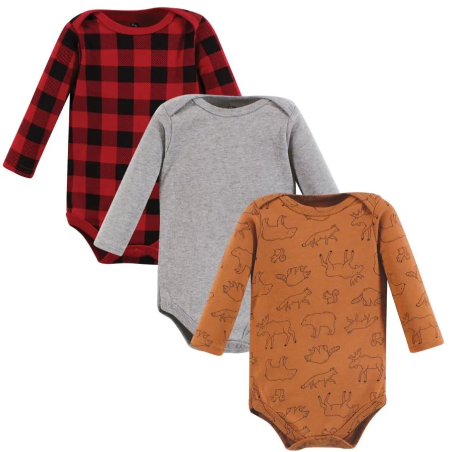 Хлопковые боди с длинными рукавами, комплект из 3 штук Hudson Baby, Into The Woods Prints 3-Pack