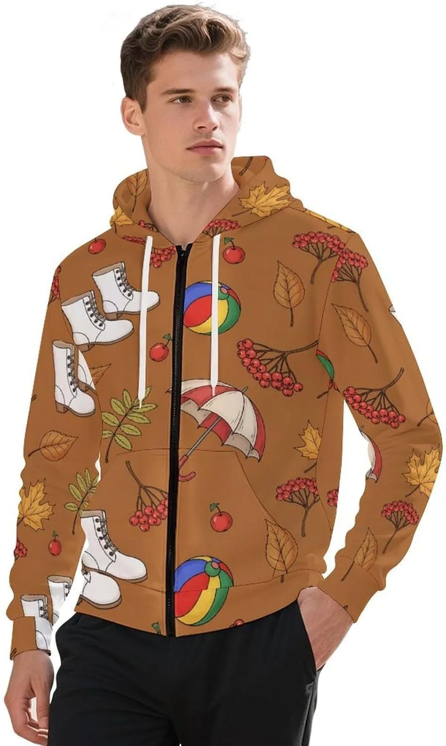 

Мужская толстовка с капюшоном на молнии, легкая, с карманом GemGam