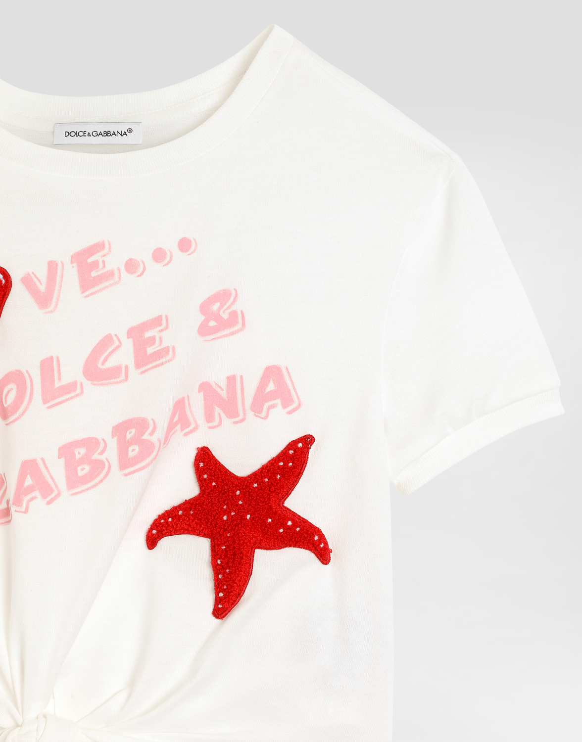 Футболка из джерси с принтом и аппликацией из махры DOLCE & GABBANA, белый — фото 3