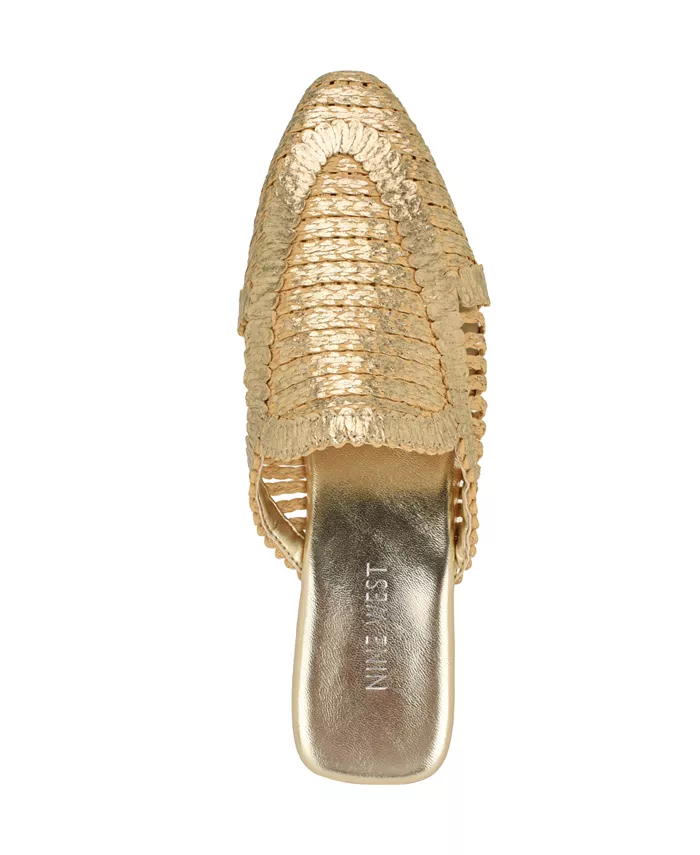 Женские мюли Campton из ткани на шнуровке Nine West, золотой — фото 4