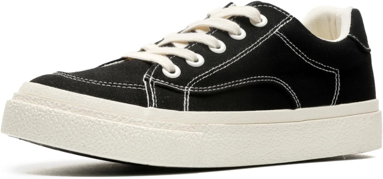 

Мужские кеды из канвы - стильные повседневные туфли на шнуровке, ретро-дизайн с двухцветными шнурками, идеальны для ежедневной носки, прогулок и уличного стиля Aokisx, черный