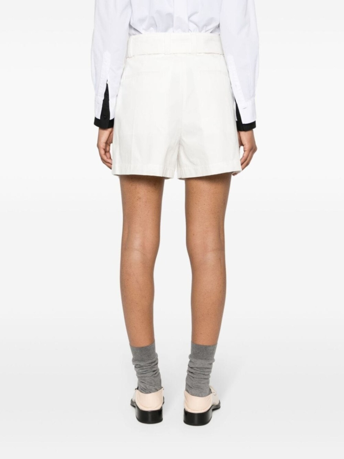 Jil Sander шорты с поясом и складками, белый — фото 4