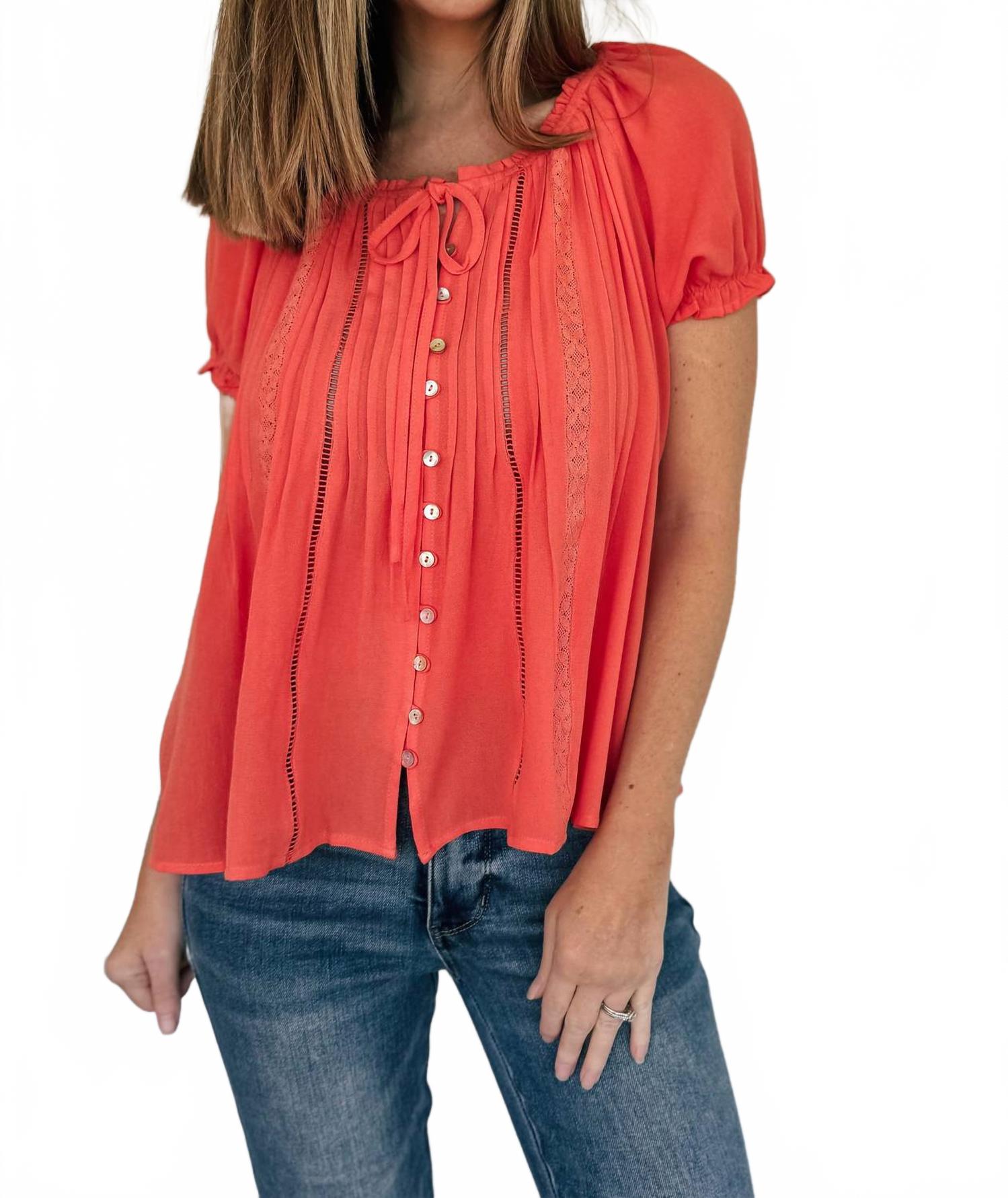 

Топ с кружевной вставкой и пуговицами в цвете папайя IN-LOOM, Papaya