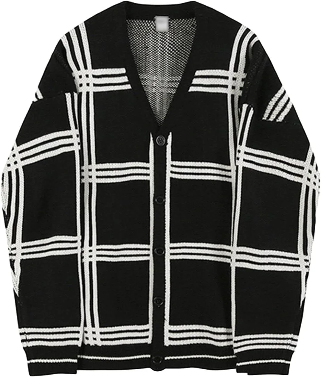 

JEsilunmaMY мужской свободный клетчатый кардиган с V-образным вырезом
